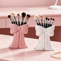Coquette Bow Ceramic Vanity Organizer - Aesthetic Makeup Brush & Bathroom Accessory Holder