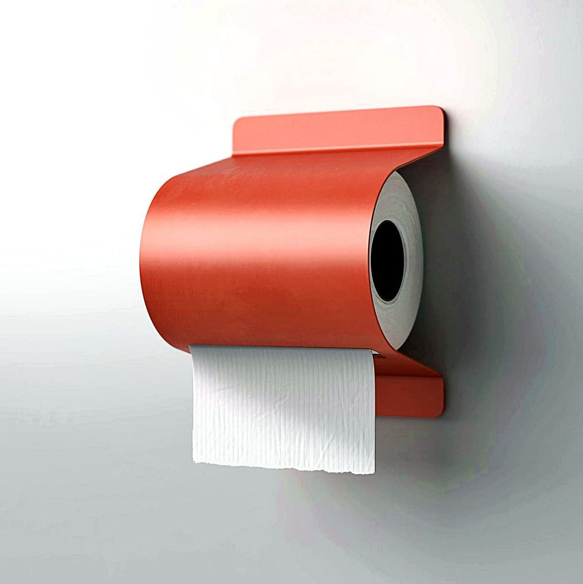 Minimalist Industrial Toilet Paper Holder - Matte Red Wall-Mounted Bath Tissue Dispenser